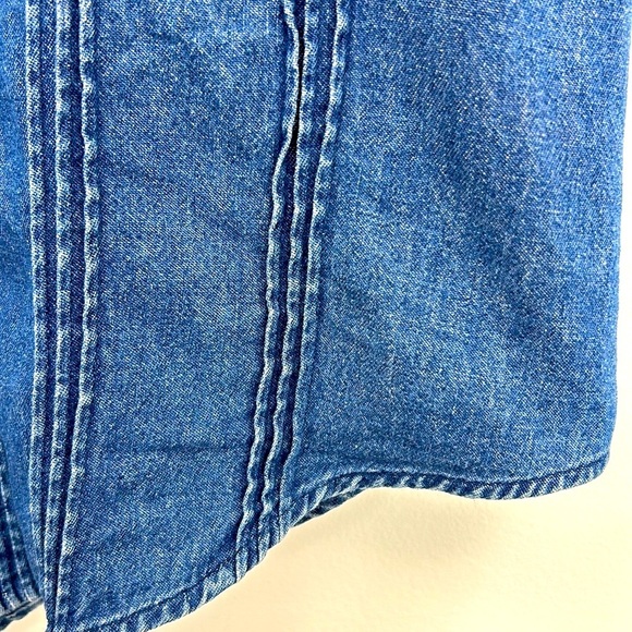 Vintage Mandal Bay Denim Button Up Shirt Farm Chicken Eggs Women's 1X Plus Jean - Picture 5 of 7